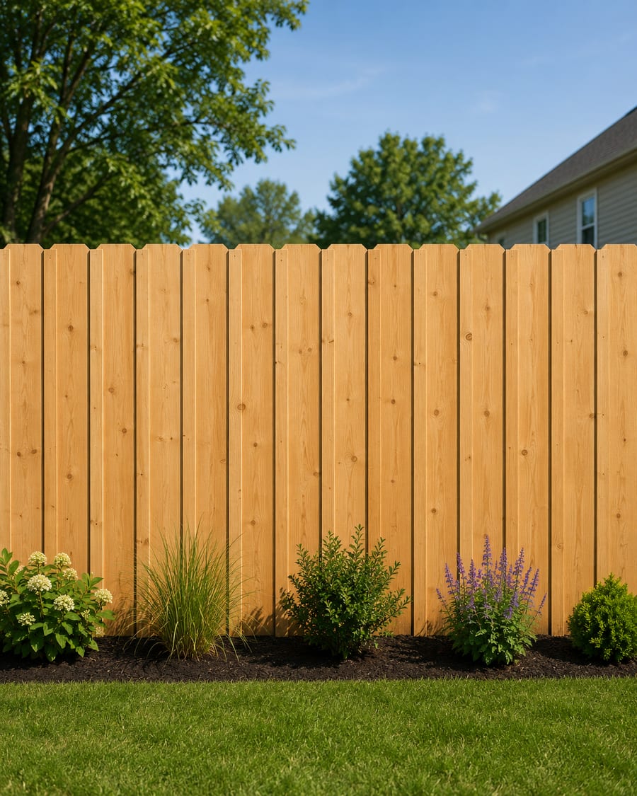 Wood privacy fence — solid pickets tight together for full coverage and no sightlines